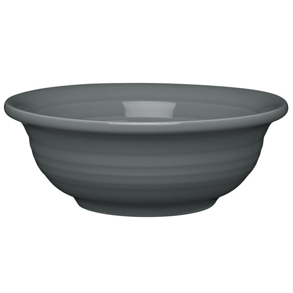 A grey Fiesta individual fruit bowl with a white interior.