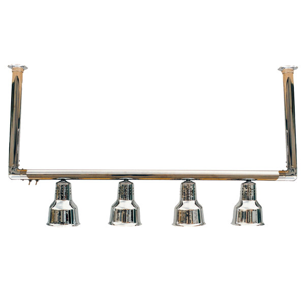 A Hanson Heat Lamps ceiling mount food warmer with a chrome finish and four bulbs.