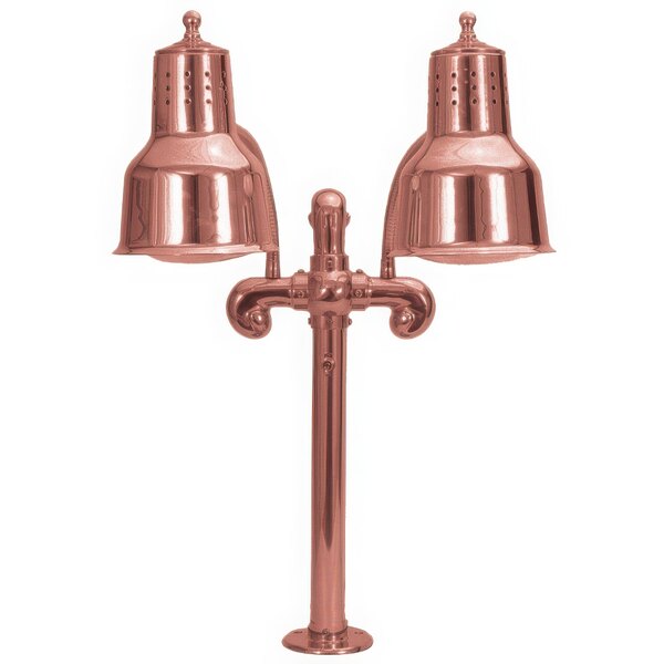 A Hanson bright copper dual bulb heat lamp.