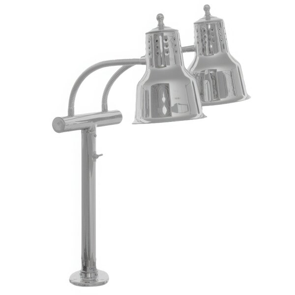 A silver Hanson Heat Lamps countertop heat lamp with two bulbs.