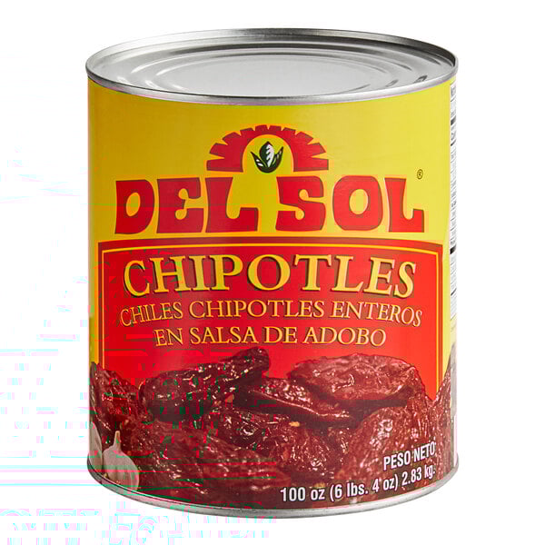 Del Sol Whole Chipotle Peppers in Adobo Sauce 10 Can 6 Case