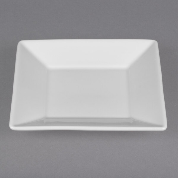 A Homer Laughlin Pristine Ameriwhite bright white square plate.