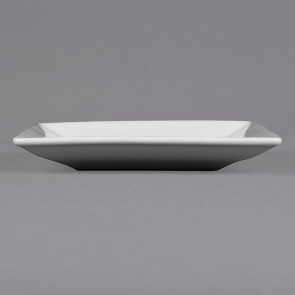 A white square Homer Laughlin Pristine Ameriwhite china plate.