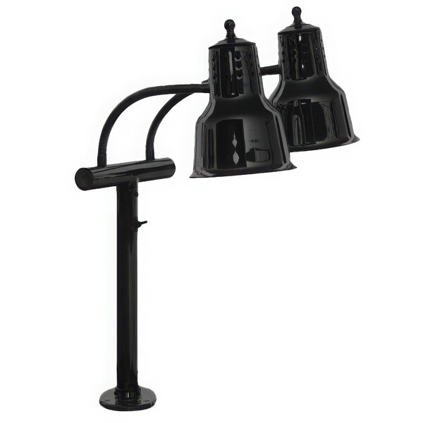 A black Hanson Heat Lamps dual bulb countertop heat lamp.