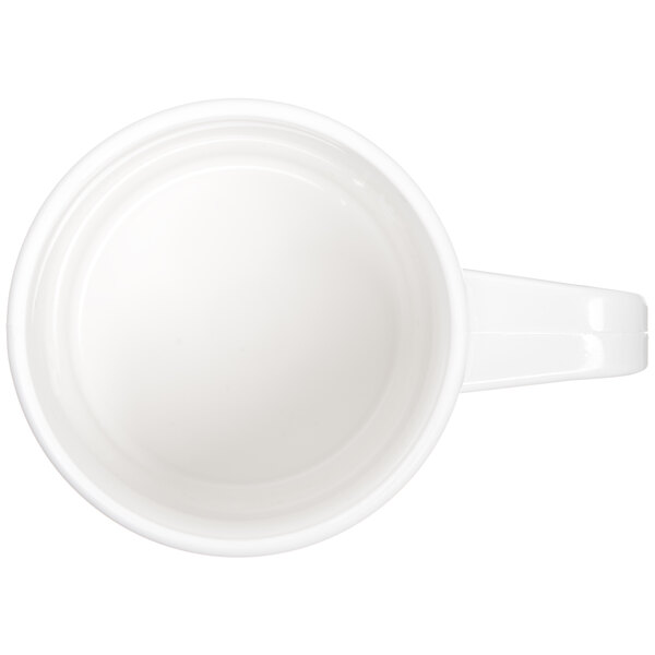 A white Carlisle polycarbonate mug with a handle.