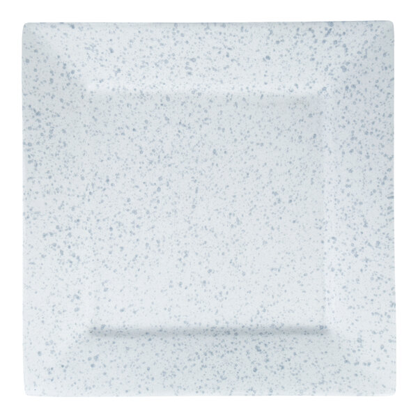A blue speckled 16-inch square porcelain platter.