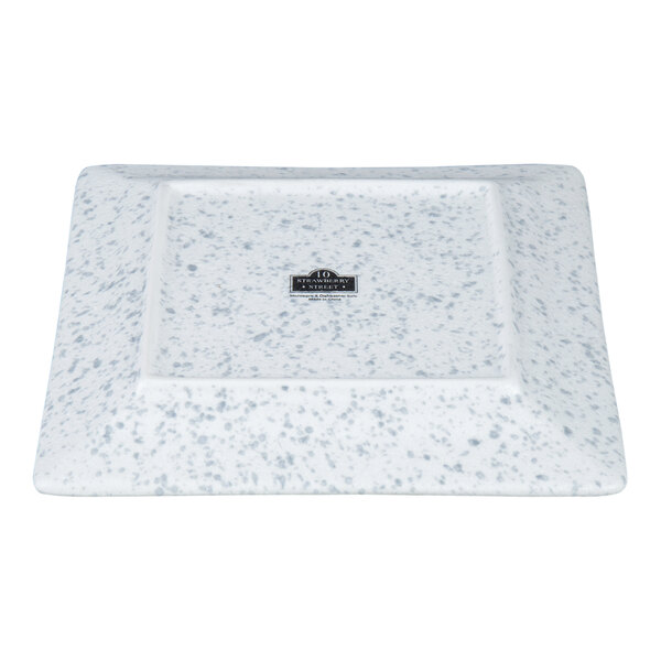 10 Strawberry Street WTR-6SQ-BS Blue Speckled 6 3/8" Square Porcelain Bread and Butter Plate - 36/Case