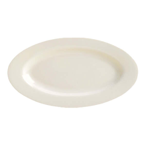 Homer Laughlin from Steelite International Unique 15" x 8 3/4" Ivory (American White) China Narrow Rim Mediterranean Platter - 12/Case