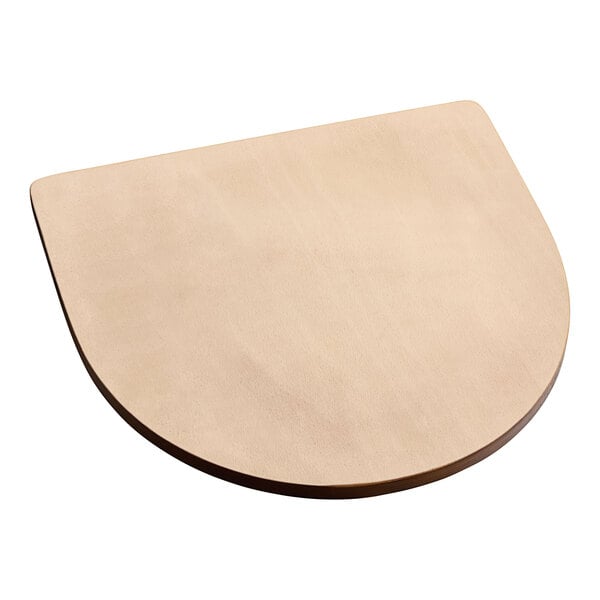 A Lancaster Table & Seating walnut wood seat for a metal frame chair.