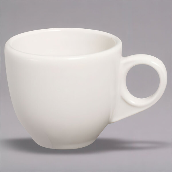 A Homer Laughlin ivory china cup with a handle.