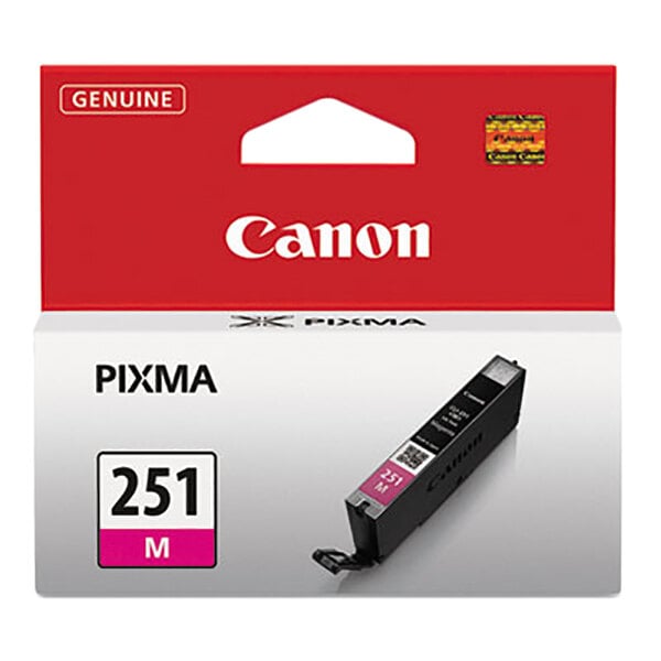 A black ink cartridge with a pink label for a Canon Pixma 251 printer.