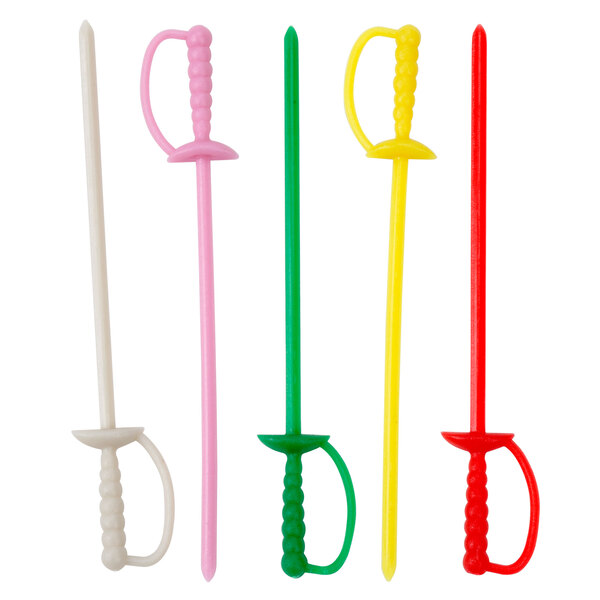 Royal Paper RP147 3 1/4" Plastic Sword Colored Food Pick 1000/Box