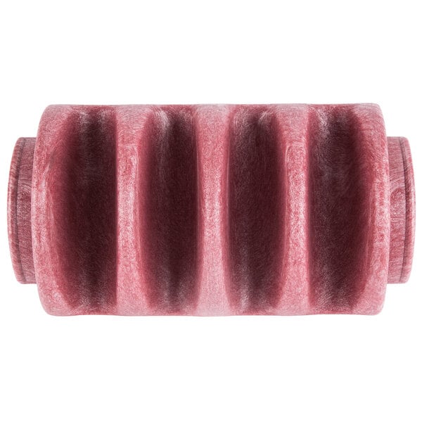 A red polyethylene taco server with four shell compartments.