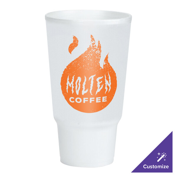 A white Dart foam cup with the Holten Coffee logo in orange.