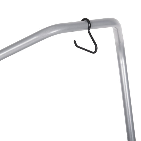 A Rubbermaid ice tote cart metal hook with a black hook.