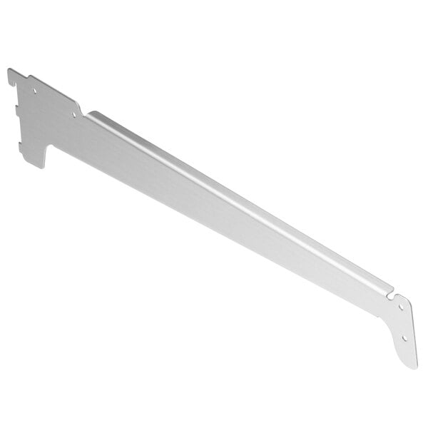 A long silver metal bracket with a white background.