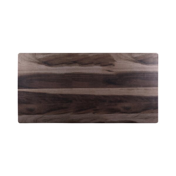 A rectangular faux hickory wood melamine serving board.