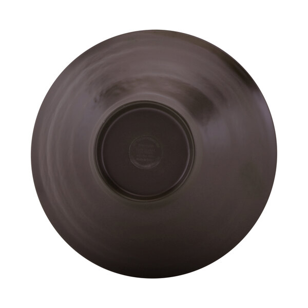 A black round melamine bowl with a lapis circle in the middle.