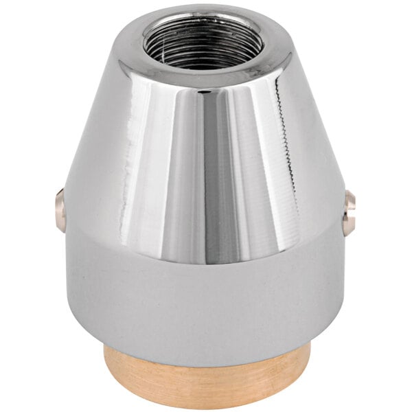 A chrome plated T&S diverter assembly repair kit with a shiny metal threaded end.