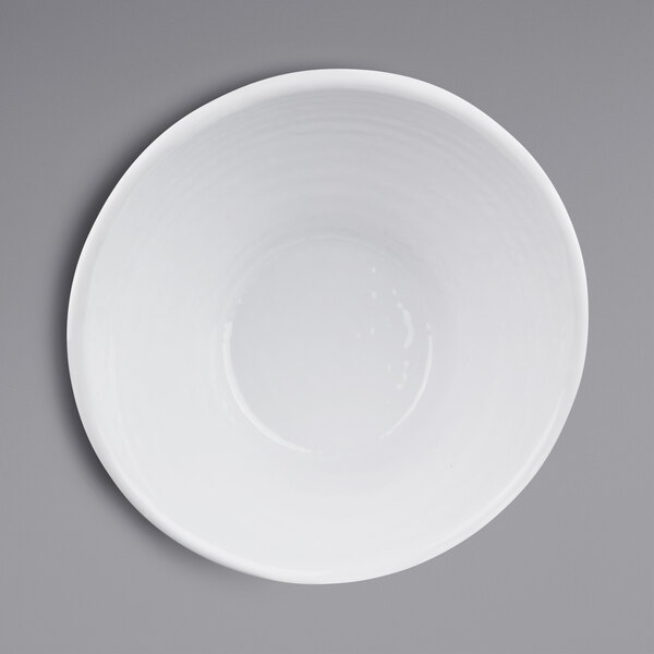A white Elite Global Solutions Durango melamine bowl.