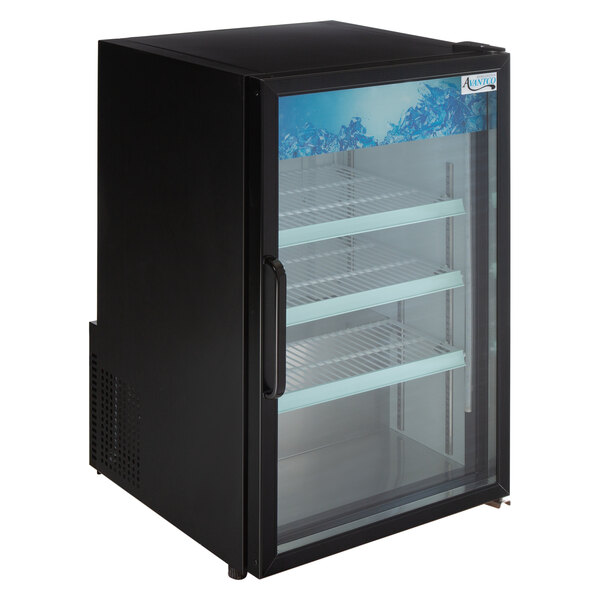 Avantco CRM-7-HC Black Countertop Display Refrigerator with Swing Door