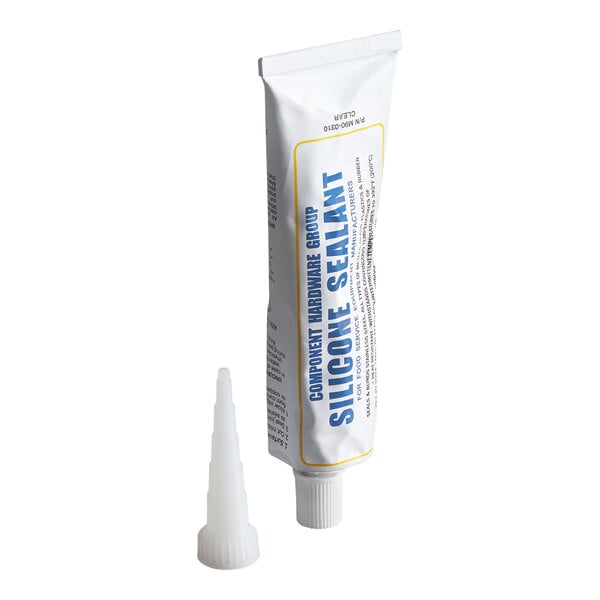 A 3 oz. tube of clear silicone plumber's sealant with a detachable nozzle.