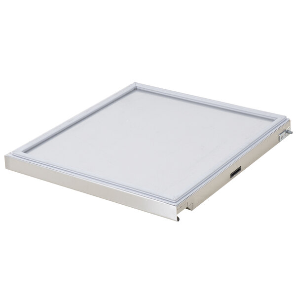 A white square top half door with a white border.