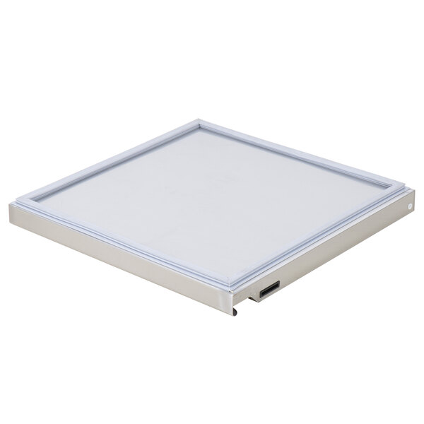 The bottom half of a white rectangular door with a white border.