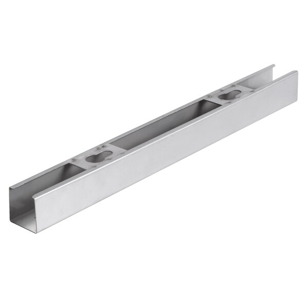 A long rectangular metal piece with white ends.
