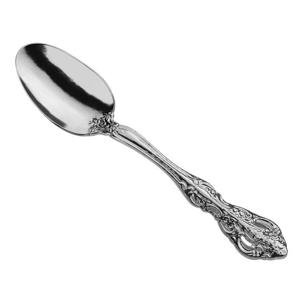 A Oneida Michelangelo stainless steel teaspoon with an extra heavy weight silver handle.