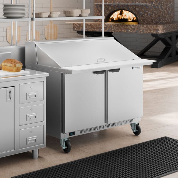 Beverage-Air SPE48HC-18M-23 48" 2 Door Mega Top ADA Height Refrigerated Sandwich Prep Table