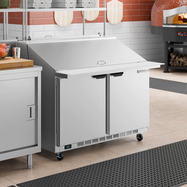 Beverage-Air SPE48HC-18M-23 48" 2 Door Mega Top ADA Height Refrigerated Sandwich Prep Table