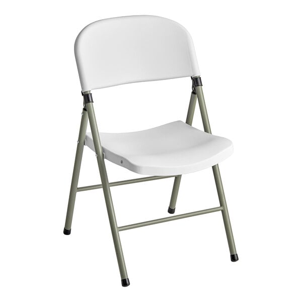 Lancaster Table & Seating (4) 60" Round Granite White Heavy-Duty Blow Molded Plastic Folding Tables with 32 White Folding Chairs