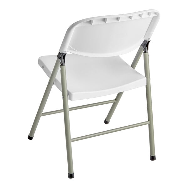 Lancaster Table & Seating (4) 60" Round Granite White Heavy-Duty Blow Molded Plastic Folding Tables with 32 White Folding Chairs