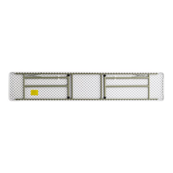Lancaster Table & Seating 18" x 96" Rectangular Granite White Heavy-Duty Blow-Molded Plastic Outdoor Folding Seminar Table with 4 White Folding Chairs
