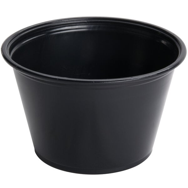 A black plastic container with a black lid.