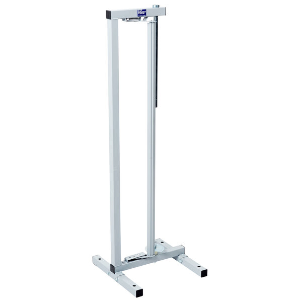 A white metal Bulman paper rack with black accents.