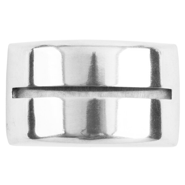 A Tablecraft stainless steel semicircle card holder.