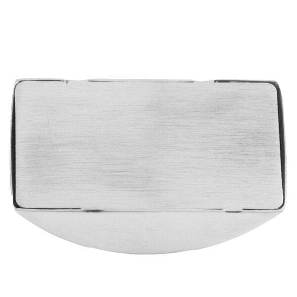 A Tablecraft stainless steel semicircle card holder.
