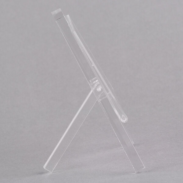A Tablecraft clear plastic easel card holder.