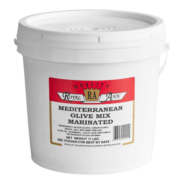 Royal Ann Mediterranean Olive Mix with Pits 20 lb. (11 lb. Dr. Wt.)