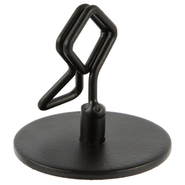 A Tablecraft black metal menu / card holder on a white background.