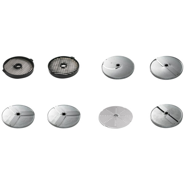 A Sammic SCH School Disc Kit with six different circular metal discs.