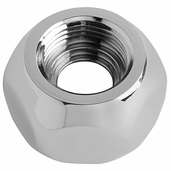 A shiny silver T&S Eterna bonnet nut.