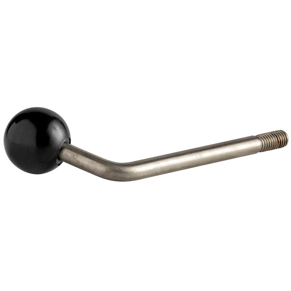 A black ball on a silver rod.