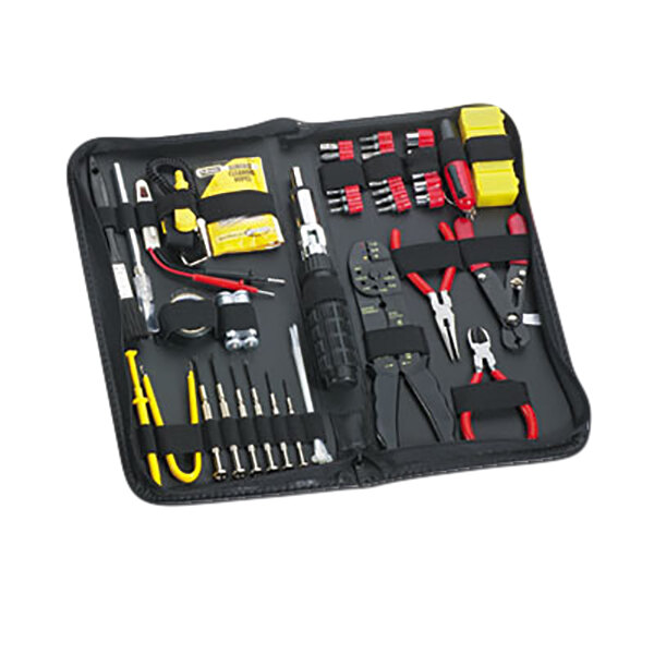 A Fellowes 55-piece computer tool kit in a black vinyl case.