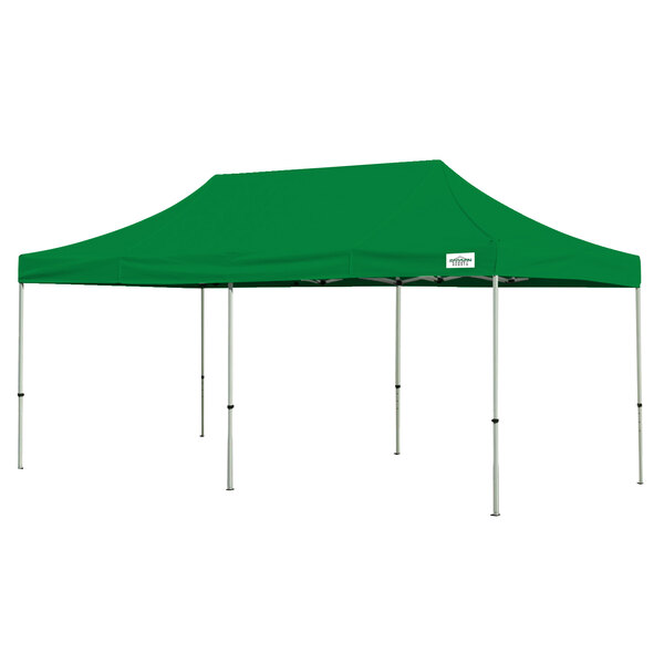 A green Caravan Canopy tent with poles.
