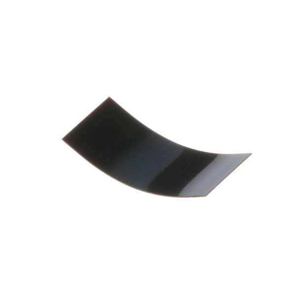 A close-up of a black curved spring.