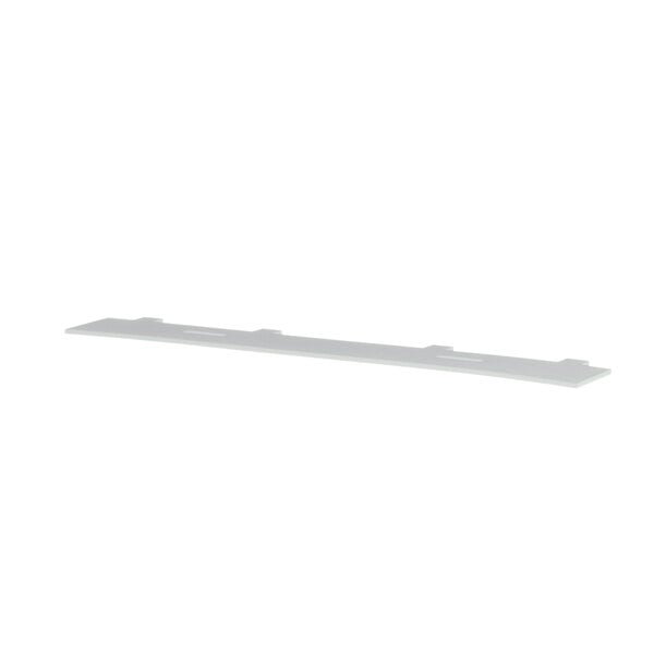 A white rectangular Stoelting scraper blade with holes.