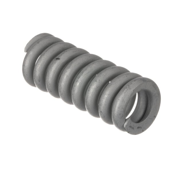 A close-up of a grey spiral spring.